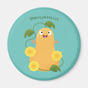 Cute happy butternut pumpkin gourd cartoon magnet