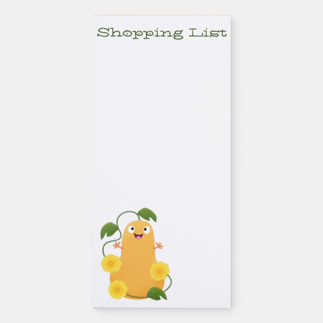 Cute happy butternut pumpkin gourd cartoon magnetic notepad (Front)