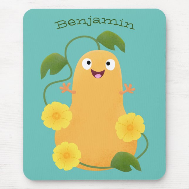 Cute happy butternut pumpkin gourd cartoon mouse pad (Front)
