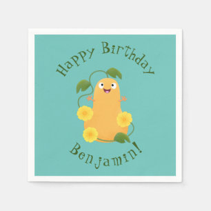 Cute happy butternut pumpkin gourd cartoon napkins
