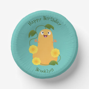 Cute happy butternut pumpkin gourd cartoon paper bowls