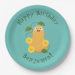 Cute happy butternut pumpkin gourd cartoon paper plates
