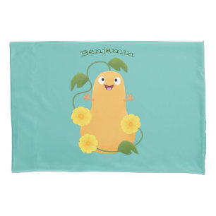 Cute happy butternut pumpkin gourd cartoon pillow case