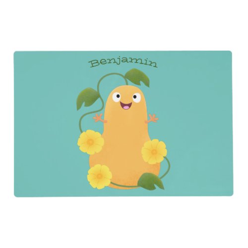 Cute happy butternut pumpkin gourd cartoon placemat