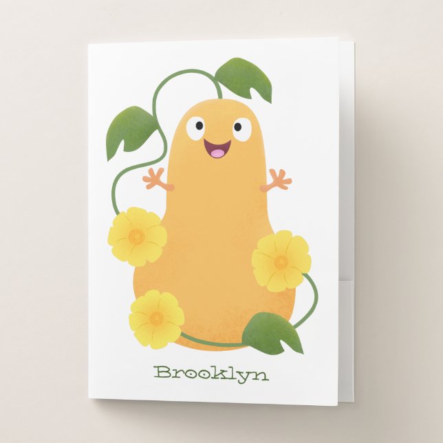 Cute happy butternut pumpkin gourd cartoon pocket folder (Front)