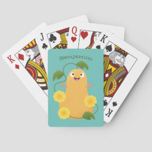 Cute happy butternut pumpkin gourd cartoon poker cards