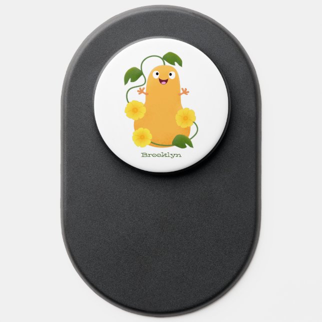 Cute happy butternut pumpkin gourd cartoon PopSocket (Popsocket)