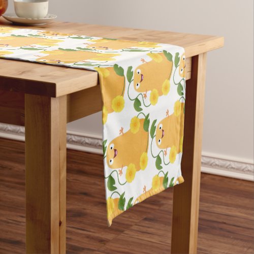 Cute happy butternut pumpkin gourd cartoon short table runner