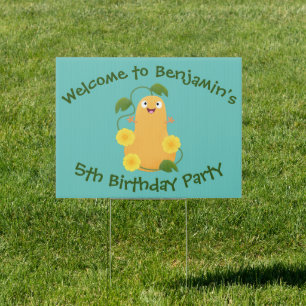 Cute happy butternut pumpkin gourd cartoon sign