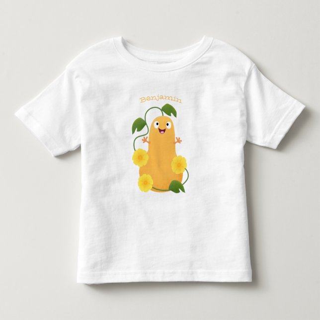 Cute happy butternut pumpkin gourd cartoon toddler t-shirt (Front)