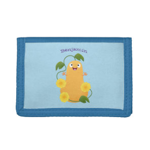 Cute happy butternut pumpkin gourd cartoon tri-fold wallet