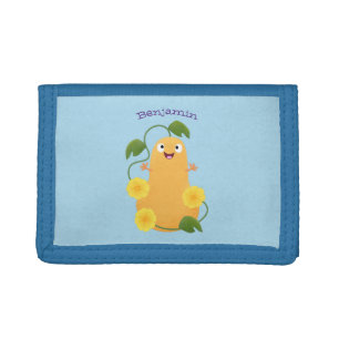 Cute happy butternut pumpkin gourd cartoon tri-fold wallet