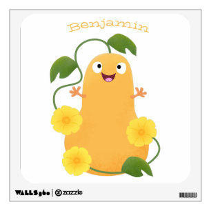 Cute happy butternut pumpkin gourd cartoon wall decal
