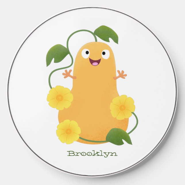 Cute happy butternut pumpkin gourd cartoon wireless charger  (Front)