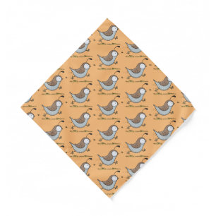 Cute happy californian quail cartoon illustration bandana