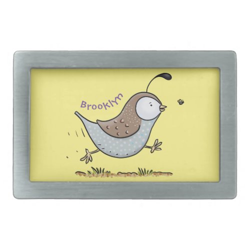 Cute happy californian quail cartoon illustration belt buckle