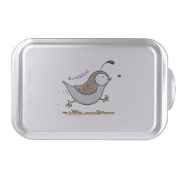 Cute happy californian quail cartoon illustration cake pan