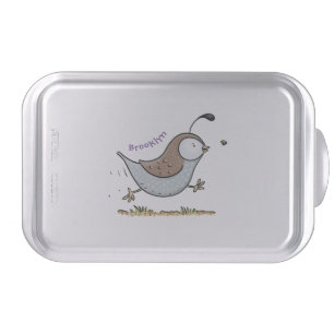 Cute happy californian quail cartoon illustration cake pan