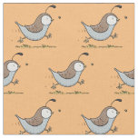 Cute happy californian quail cartoon illustration fabric