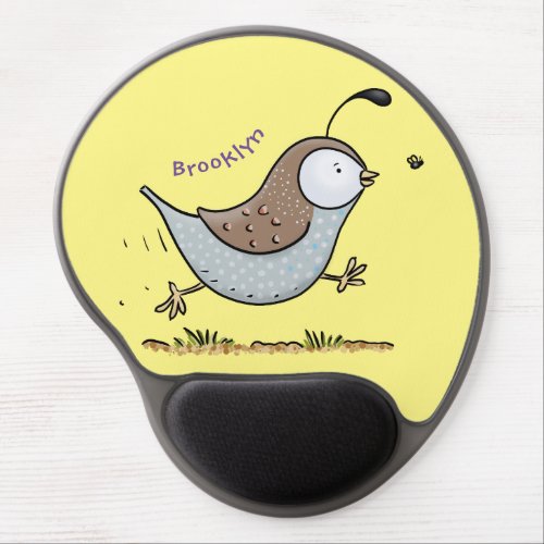 Cute happy californian quail cartoon illustration gel mouse pad