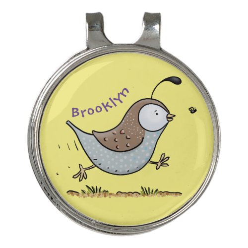 Cute happy californian quail cartoon illustration golf hat clip