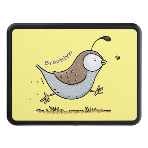Cute happy californian quail cartoon illustration hitch cover