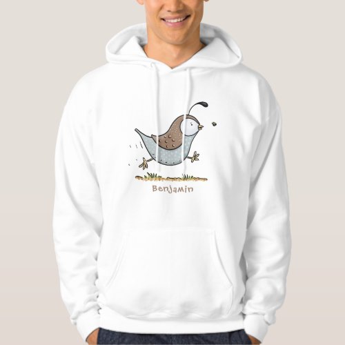 Cute happy californian quail cartoon illustration hoodie