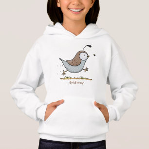 Cute happy californian quail cartoon illustration hoodie