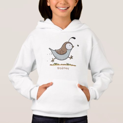 Cute happy californian quail cartoon illustration hoodie