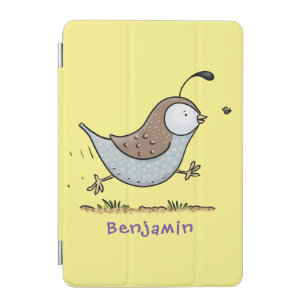 Cute happy californian quail cartoon illustration iPad mini cover