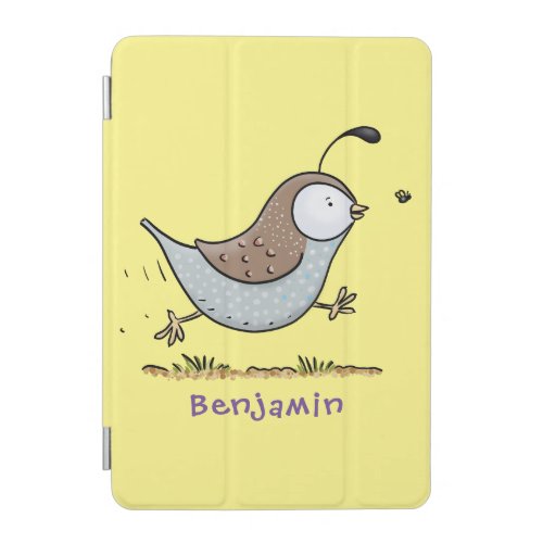 Cute happy californian quail cartoon illustration iPad mini cover