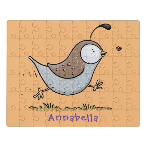 Cute happy californian quail cartoon illustration jigsaw puzzle