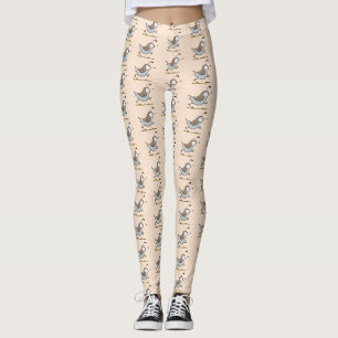 Cute happy californian quail cartoon illustration leggings