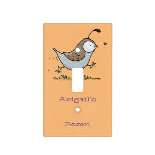 Cute happy californian quail cartoon illustration  light switch cover