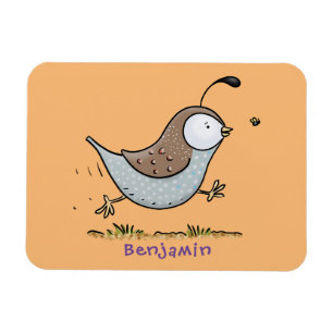 Cute happy californian quail cartoon illustration magnet