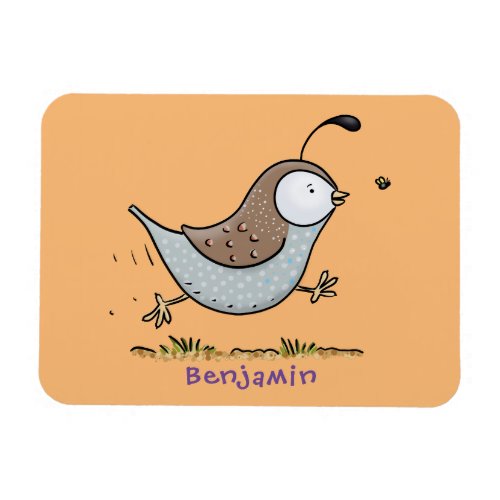 Cute happy californian quail cartoon illustration magnet