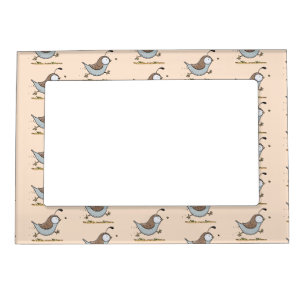 Cute happy californian quail cartoon illustration magnetic frame
