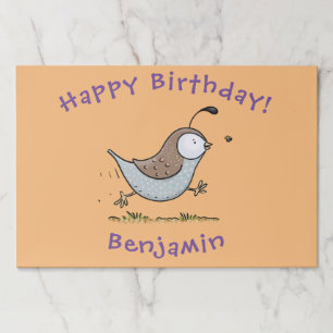 Cute happy californian quail cartoon illustration paper pad