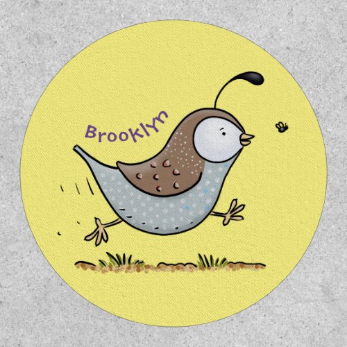 Cute happy californian quail cartoon illustration patch