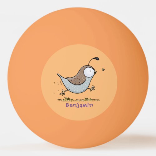 Cute happy californian quail cartoon illustration ping pong ball