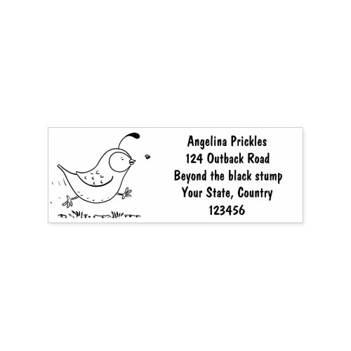 Cute happy californian quail cartoon illustration  rubber stamp