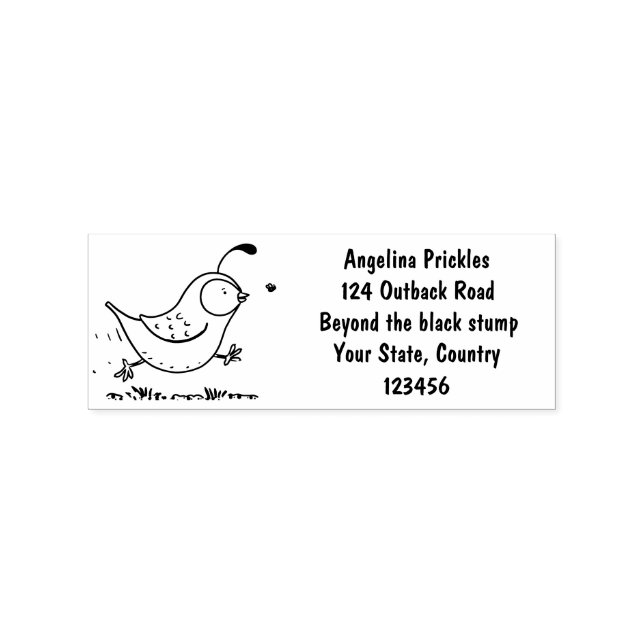 Cute happy californian quail cartoon illustration  rubber stamp (Imprint)