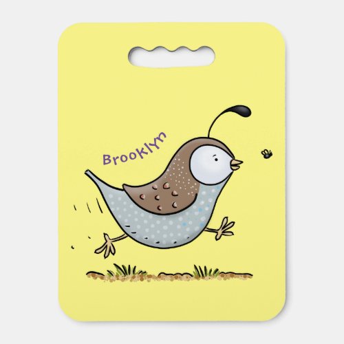 Cute happy californian quail cartoon illustration seat cushion