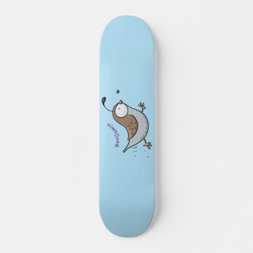 Cute happy californian quail cartoon illustration skateboard