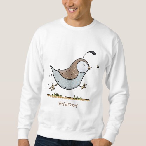 Cute happy californian quail cartoon illustration sweatshirt