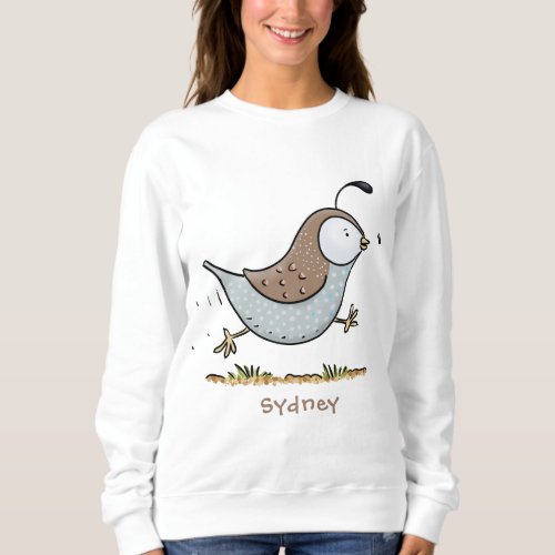 Cute happy californian quail cartoon illustration sweatshirt