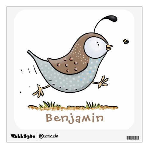 Cute happy californian quail cartoon illustration wall decal