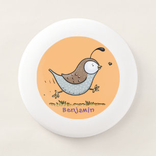 Cute happy californian quail cartoon illustration Wham-O frisbee
