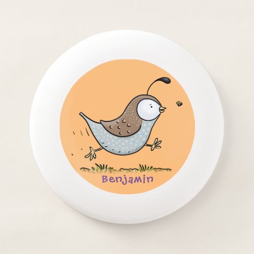 Cute happy californian quail cartoon illustration Wham_O frisbee