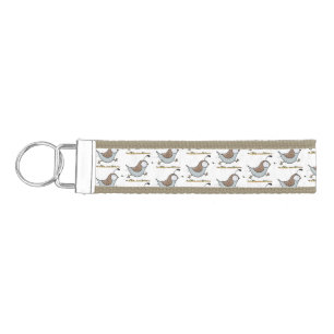 Cute happy californian quail cartoon illustration wrist keychain